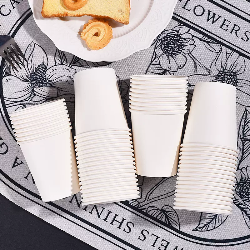 纯白一次性纸杯加厚咖啡奶茶饮料杯广告印logo水杯防烫耐高温杯子