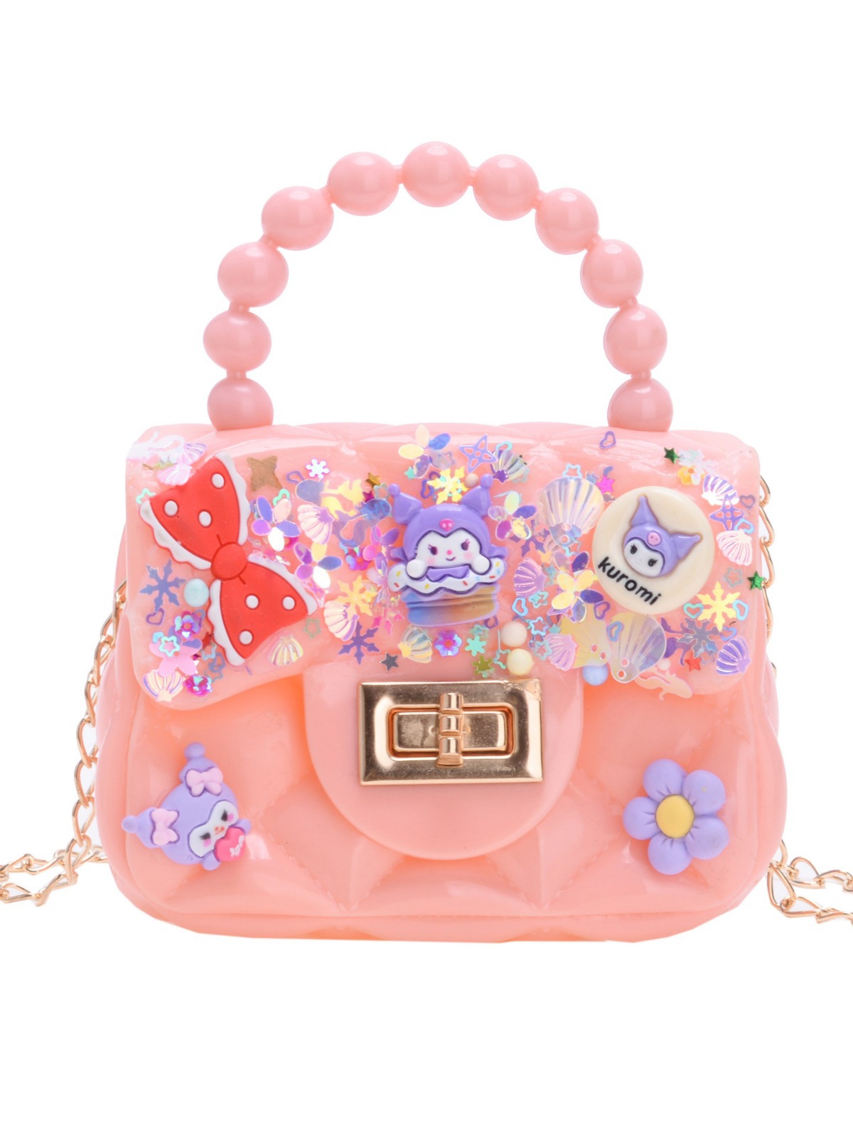 Nuevo bolso de pegamento de crema para niños bolso de mano DIY bolso de material de red chica bolso de hombro lindo