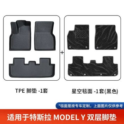 Tpe Floor Mats, Modelə uyğun ayaqaltı - double-layer-black-tpe-foot-pads-black-starry-sky-blanket