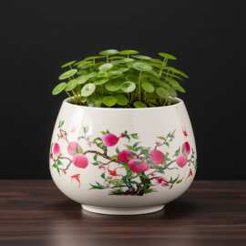 陶瓷水培花盆茶桌专用小型绿植容器 简约禅意桌面装饰小花盆批发