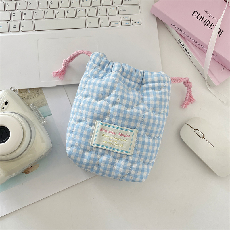 51121 ins かわいいキルティングコットンカメラ収納袋 ccd ポラロイド収納袋ソフト落下防止防塵小さなバッグ|undefined