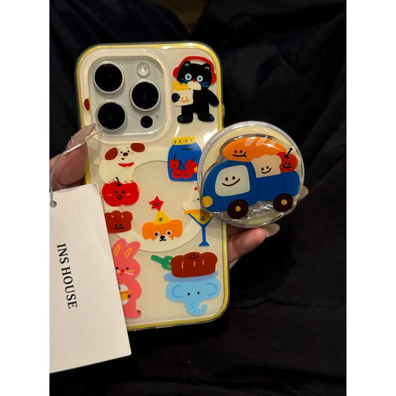 Fun and Funny Standing with Headphones Black Cat Suitable for Iphone16Promax Apple 15 Mobile Phone Case 14 Women