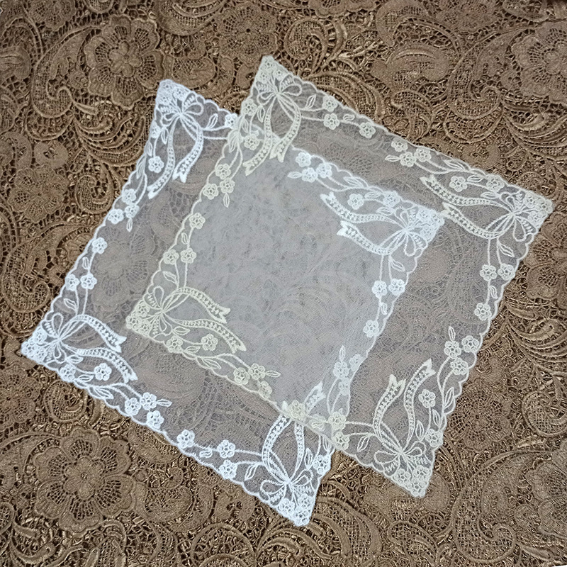 Mesh bottom embroidery tablecloth lace embroidery coaster cotton thread soft texture direction retro decoration photo props