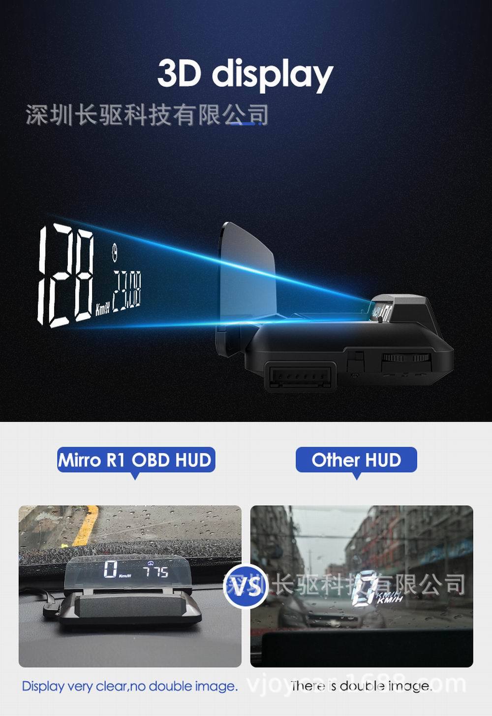 Car Obd Head-Up Display Car Hud Universal Speedometer Water Temperature Speed Low Voltage Alarm Smart Computer