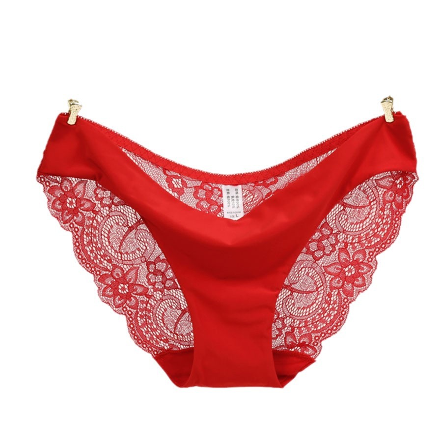 7-Pack de seda de hielo más tamaño transpirable ropa interior suave de algodón de las mujeres sexy cadera de encaje calzoncillos de las mujeres