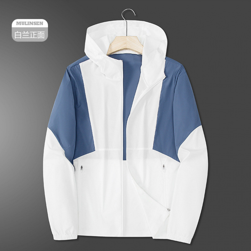 2508 color de verano para hombres y mujeres hielo ventilador chaqueta de protección solar deportiva con sombrero al aire libre abrigo elástico super delgado de moda
