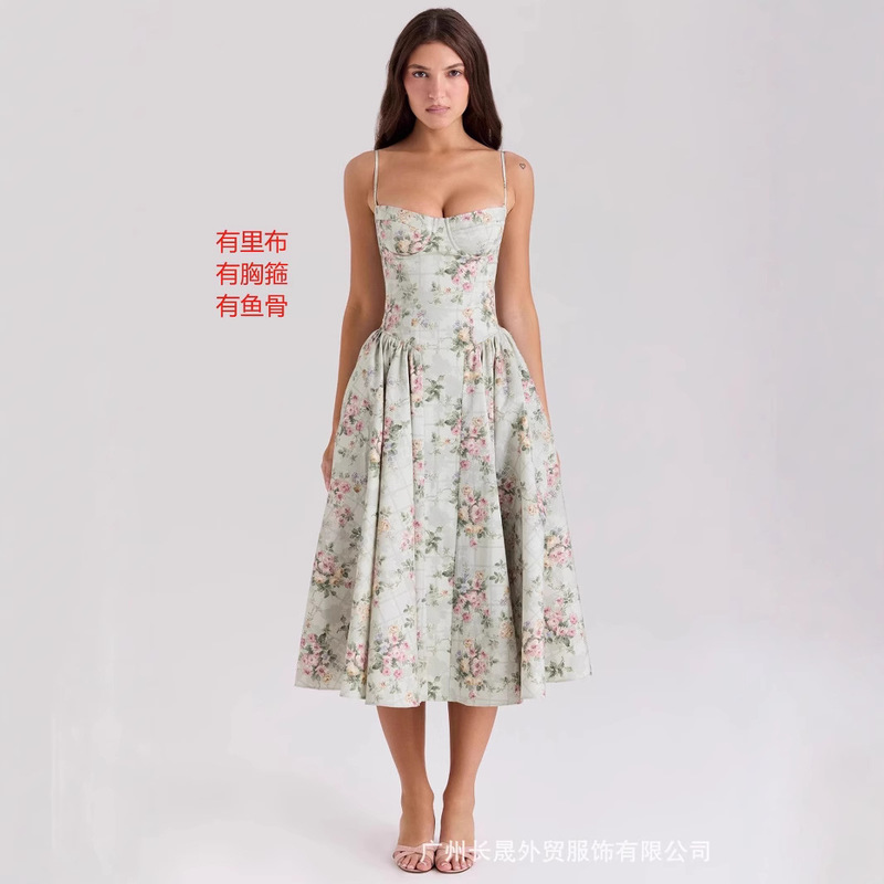 European and American Autumn New Amazon Best-Selling Suspender Multi-Color Thick Material Sexy Slim Temperament Mid-Length Skirt