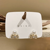 Silver needle, universal earrings from pearl with bow, silver 925 sample, city style, simple and elegant design, wholesale