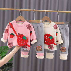 童裝男童冬季兒童服飾男孩中小童衛衣套裝加絨褲子寶寶衣服加厚