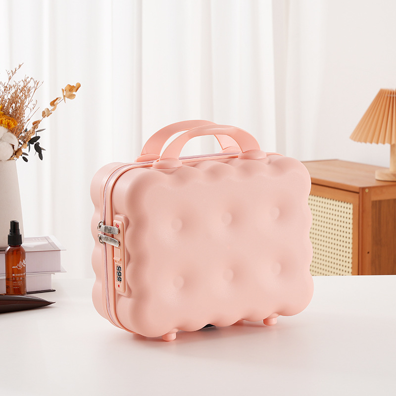 Caja de 14 pulgadas, caja de manicuras, caja de dibujos animados, maleta de almacenamiento, caja de tracción, macarón de gran capacidad, portátil