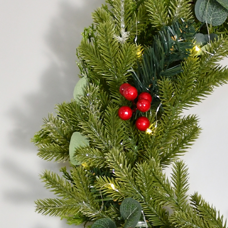 Couronne de simulation PE suspendue de 45cm, lumière LED, décoration suspendue pour fenêtre et porte, nouvelle collection_voghion.com