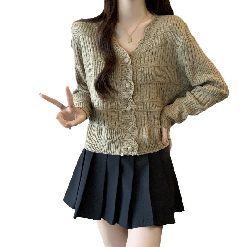 Cárdigan de Punto con Cuello en V para Mujer de Acetato con Botones para Primavera