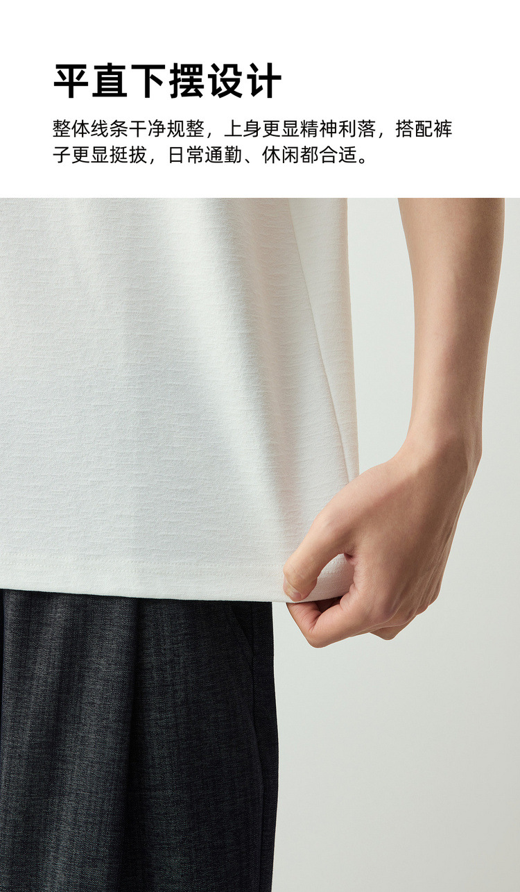 Áo thun nam ngắn tay cổ tròn chất liệu cotton pha, kiểu dáng cơ bản — đen chi tiết 6