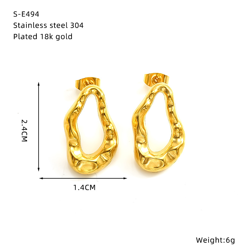Titanium Steel Stud Earrings For Women Minimalist Half Ring Style_voghion.com