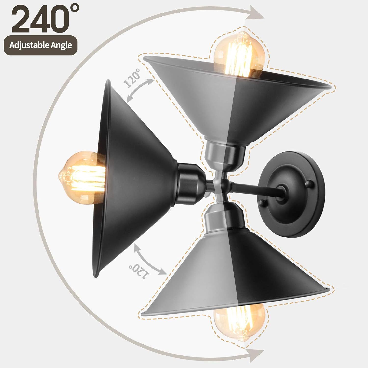 Explosión transfronteriza Zhongshan suministra lámpara de pared de hierro forjado simple estilo retro dormitorio corredor café lámpara de pared