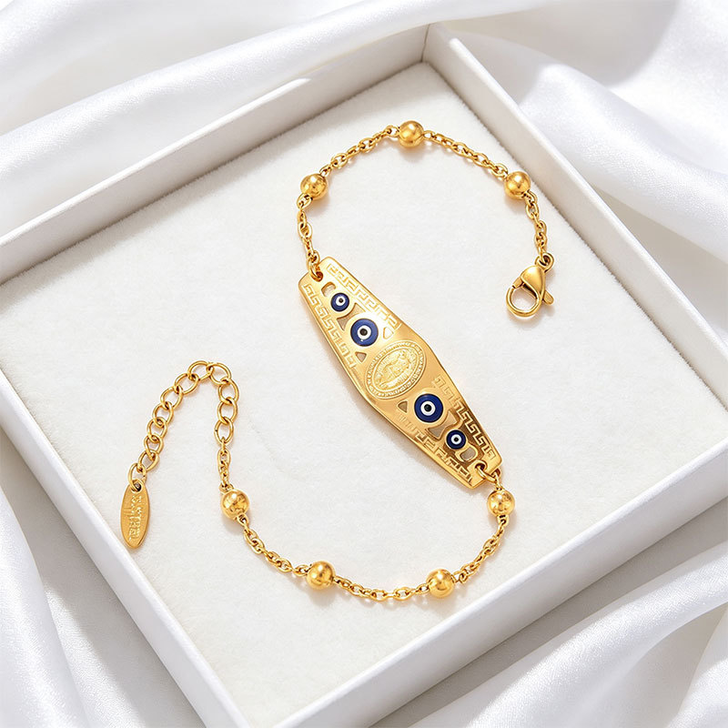 Pulsera de Ojo Turco de Aleación, Galvanizada, Diseño Geométrico, para Mujer