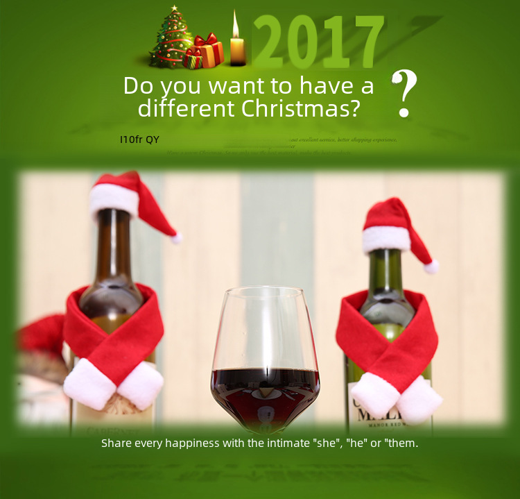 Popular Christmas creative household supplies non-woven scarf + hat wine bottle decoration Christmas wine bottle decoration wholesale_voghion.com