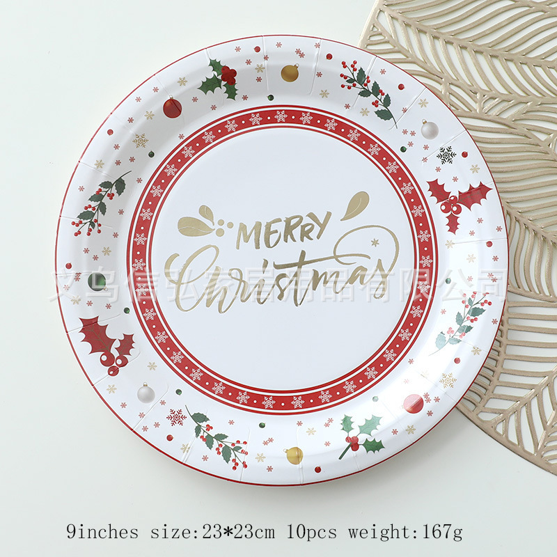 現物クリスマス装飾紙皿ティッシュ紙コップ異形皿クリスマステーブルクロス食器セット新年パーティー用品|undefined