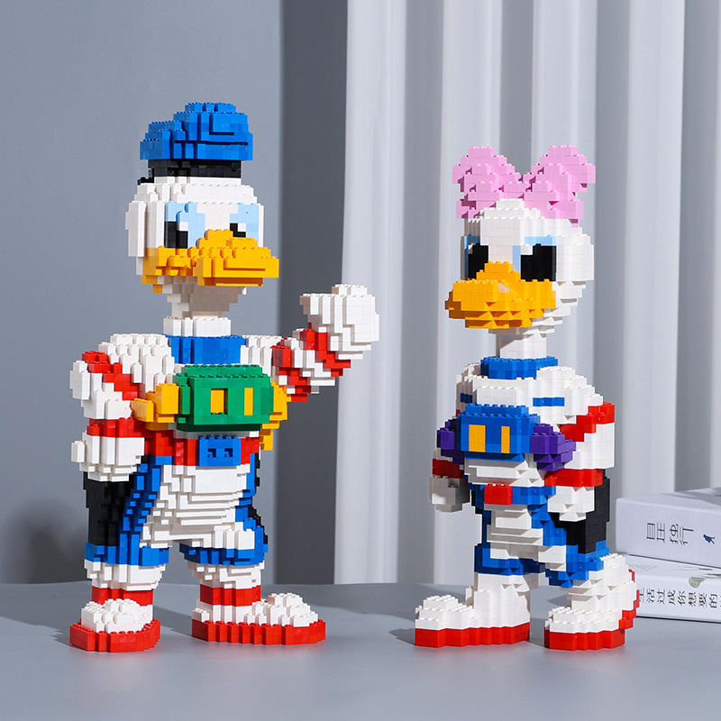 小方乐88018-88019拼装摆件宇航员鸭子颗粒积木 儿童兼容乐高玩具