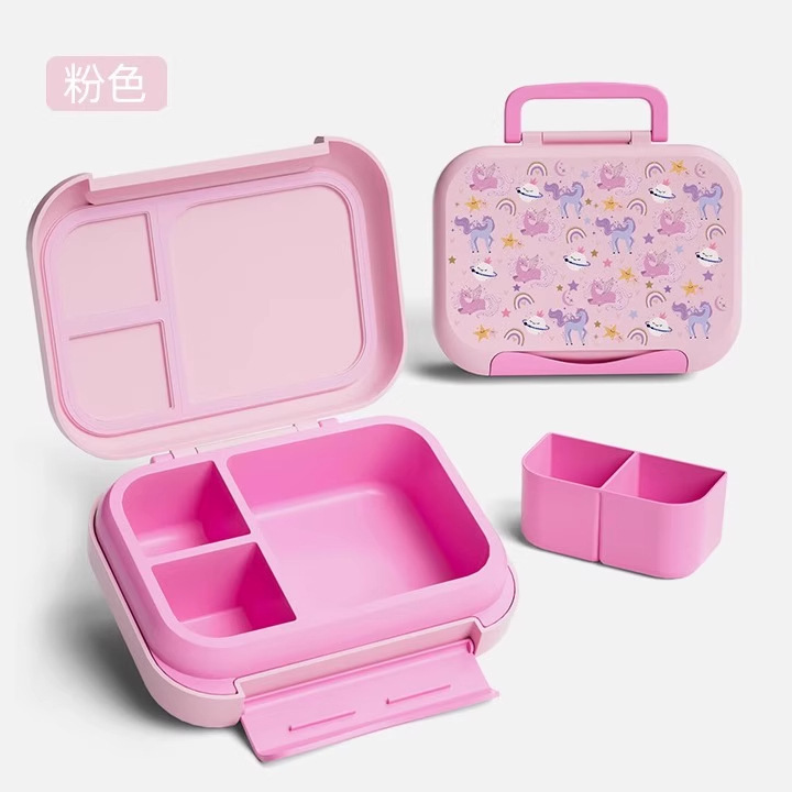 国境を越えたプラスチック弁当箱、子供用食品グレードの弁当箱、学生用ポータブルでかわいい弁当箱、コンパートメント付き鮮度保持弁当箱|undefined