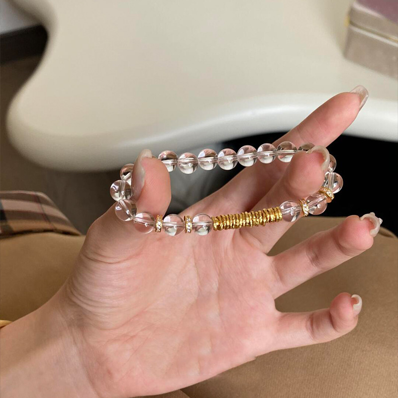 "Little Bulb" Cool White Crystal Hammered Pattern Bracelet, Light Luxury, High-End, Elegant Women's Jewelry, Gift Idea_voghion.com
