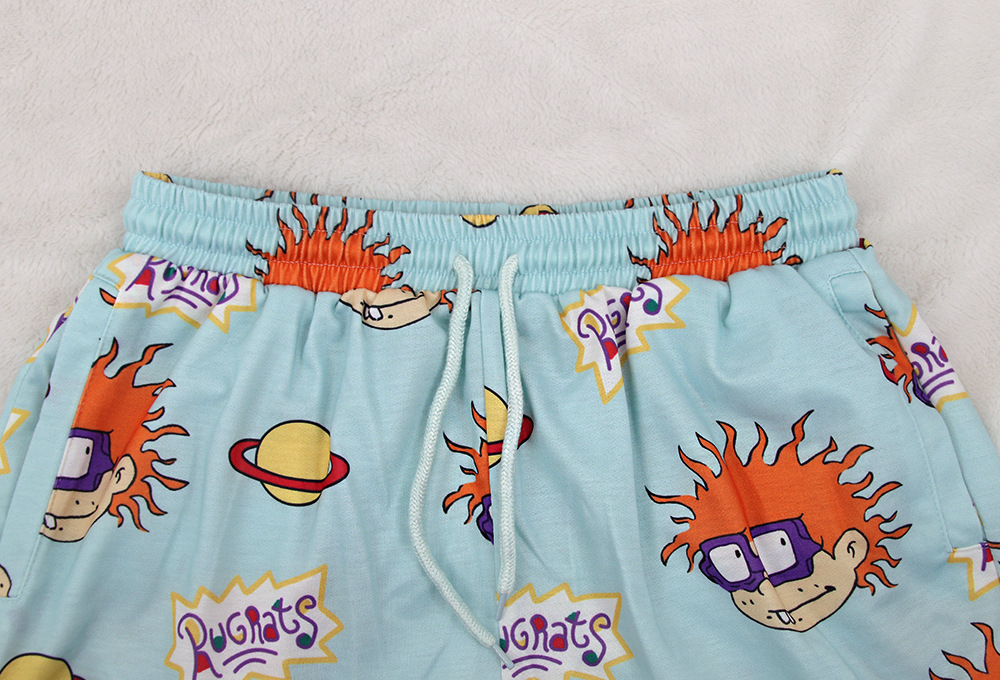 Pantalones deportivos de cintura alta con estampado de dibujos animados NSXPF102968