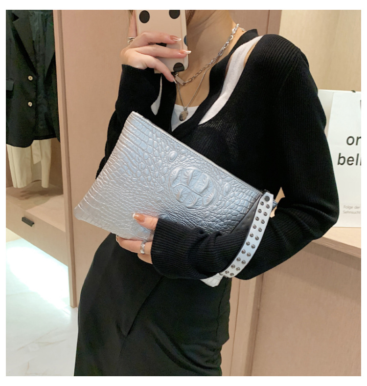315g Weight Nylon Lining Material Zipper Closure Type Single Shoulder Strap Strap Type Clutch Bag Bags Type Business Occasion Pu Leather Material Solid Color Pattern All Seasons Season Women's Gender Business Style Medium Size Women's Medium Pu Leather Solid Color Business Zipper Clutch Bag 6