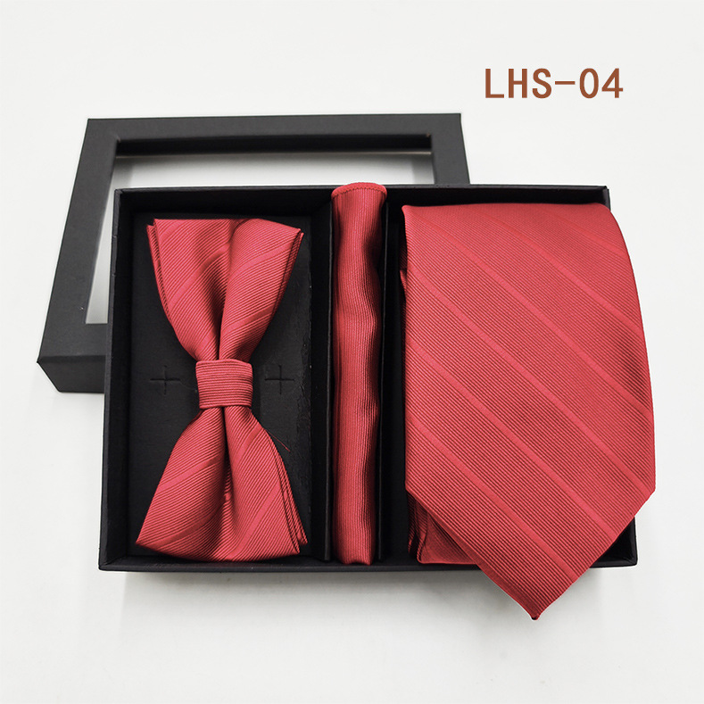 Set di tre pezzi di papillon, fazzoletto e accessori per abito da uomo formale da sposo, confezione regalo_voghion.com