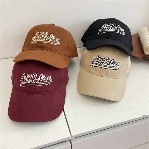 American retro letter embroidery soft top baseball hat for women, spring and summer casual versatile couple, face-showing small duck cap for men
