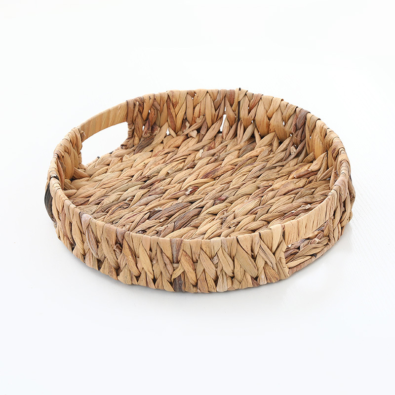 Artesanías de plantas tejidas a mano ronda sundries organizando cesta de almacenamiento estilo pastoral maquillaje paja tejida cesta de almacenamiento