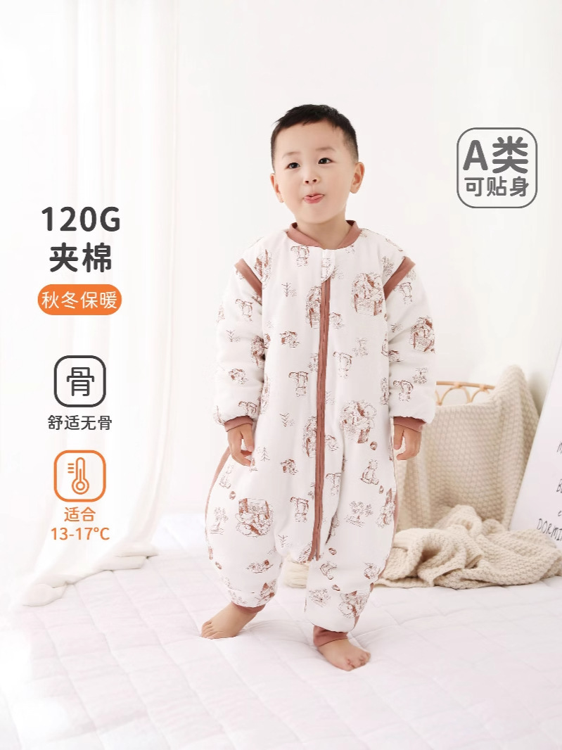 baby sleeping bag autumn and winter thick quilted children baby anti-kick quilt artifact autumn and winter split leg sleeping bag zipper