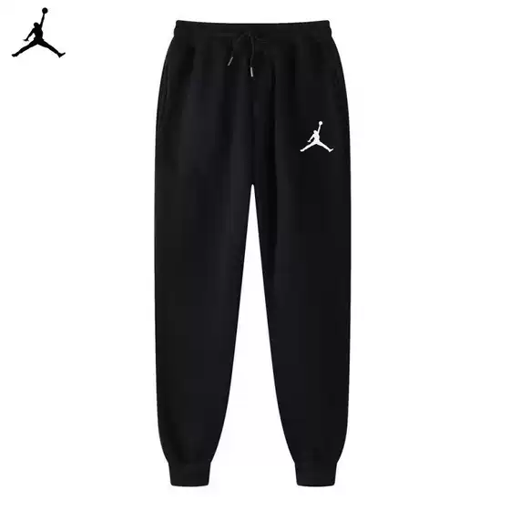 New Men's Leg-tied fleece-lined Pants Casual Pants Autumn and Winter Drawstring Thickened Warm Pants Cross-border Sports Pants Men's Leg Pants