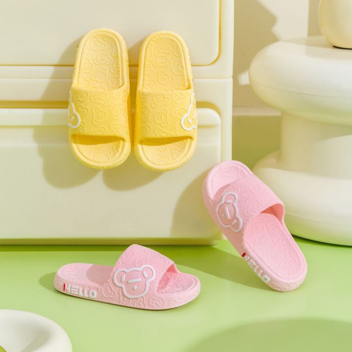 Children's Cartoon Bear Summer Indoor Bathroom Baby Bathing Non-Slip Household Feeling Exterior Wear Soft Bottom Sandals and Slippers