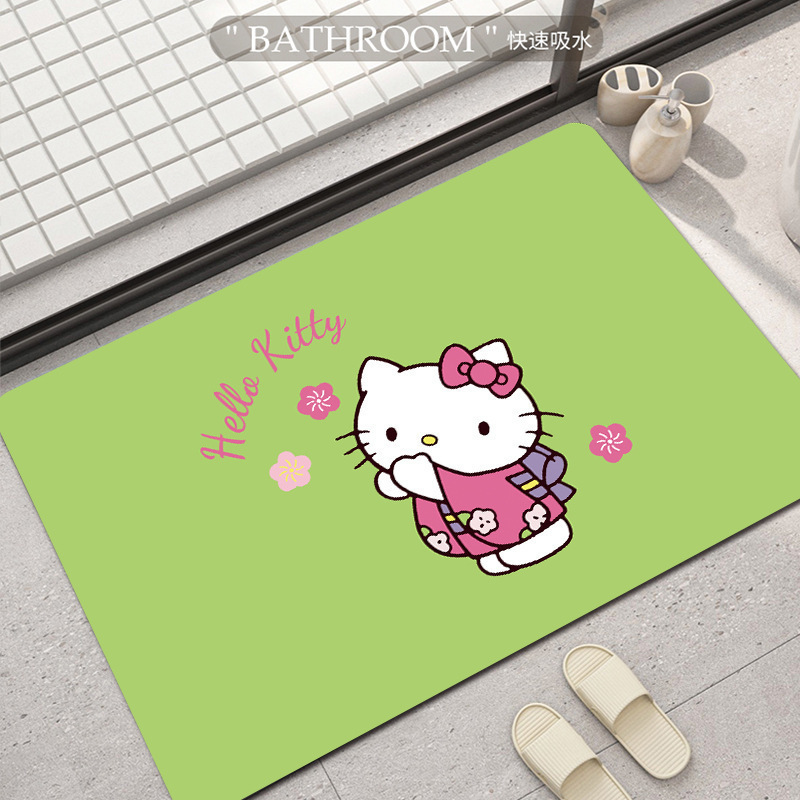 HelloKitty卡通硅藻泥地垫浴室吸水防滑脚垫卫生间耐脏易打理地垫|undefined