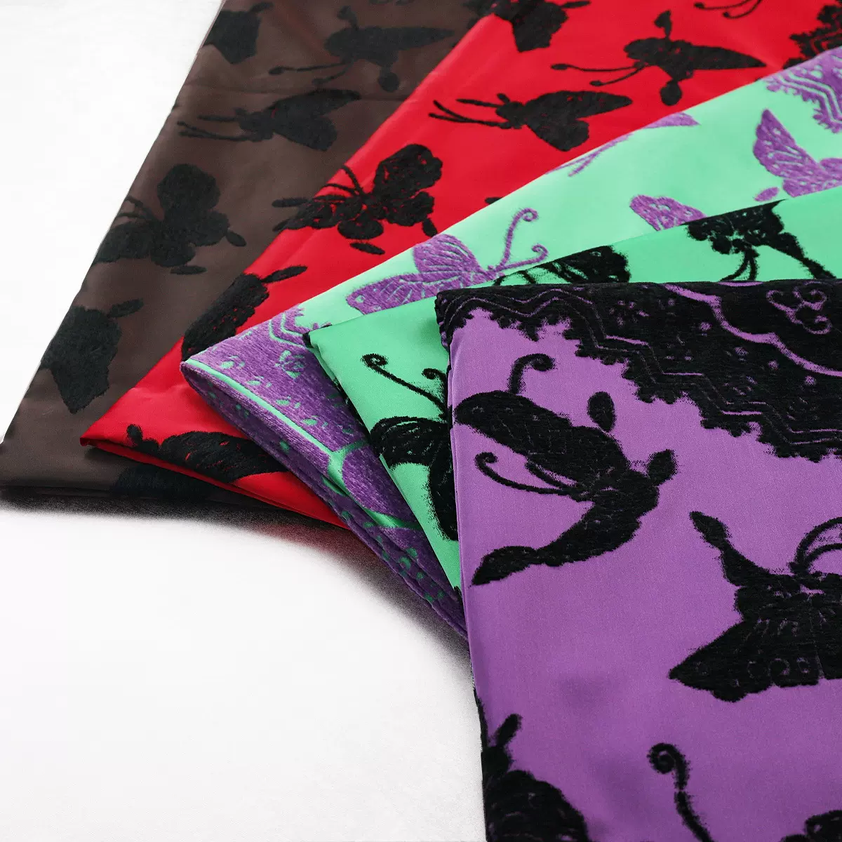 《ZR006如意蝴蝶》丝绒漳缎服装面料秋冬上衣外套布料手工面料