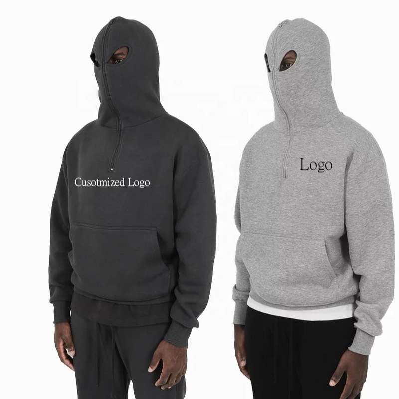 Cross-Border Exclusive for Unique Design Balaclava with Custom Eye Hoodie Solid Color Street Sports Sweatshirt
