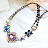 Retro short ethnic necklace from pearl, accessory, European style, flowered, ethnic style, wholesale