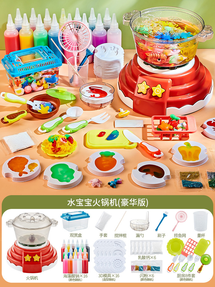 Niños en casa pueden cocinar mesa de comedor de agua baby diy hecha a mano mágica agua genio juguetes de cocina regalo de acertijo