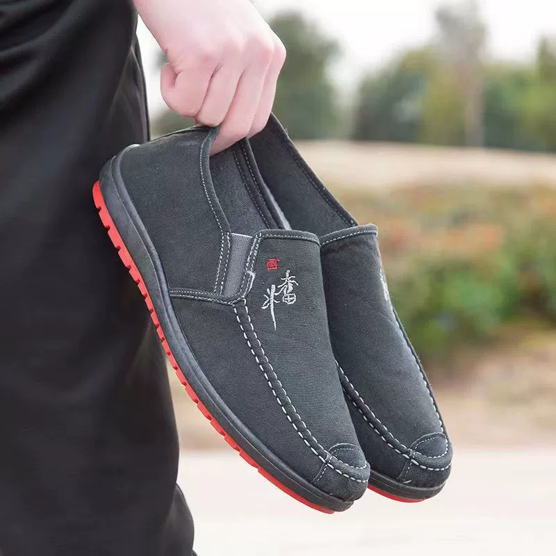 2023 старая Пекинская Мужская Тканевая обувь, удобная мужская обувь на плоской подошве, дышащая повседневная обувь без шнуровки для папы
