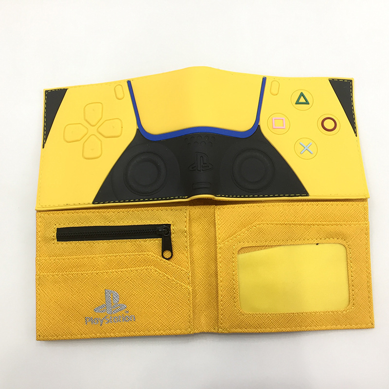 Cartera PSP, botón de control de patrón de mango de juegos, cartera corta de dos plegas, cartera PU juvenil