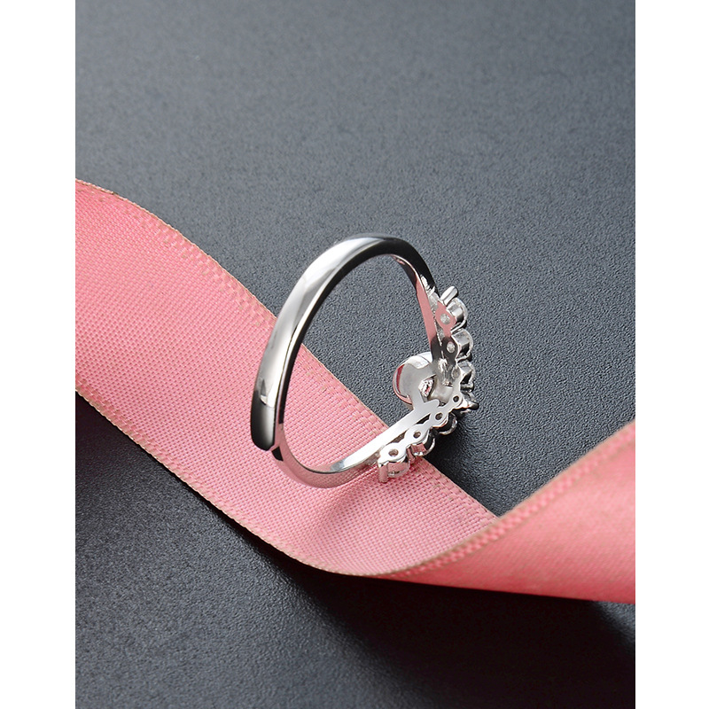 Estilo japonés y coreano Cruz-dulce elegante incrustaciones anillo de perlas hembra S925 plata esterlina de una sola fila diamante perla anillo abierto pulsera
