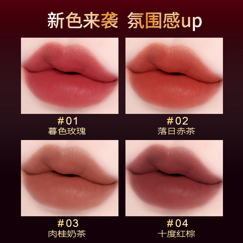 DHDH brillante, color brillante, espejo, lápiz labial, terciopelo mate, desarrollo de color suave, maquillaje, niebla, lápiz labial, maquillaje de belleza femenina