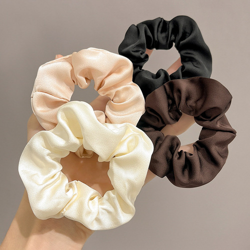 Korean satin large intestine hair tie simple solid color temperament women's hair flower hair accessories cross-border meatball head rope rubber band