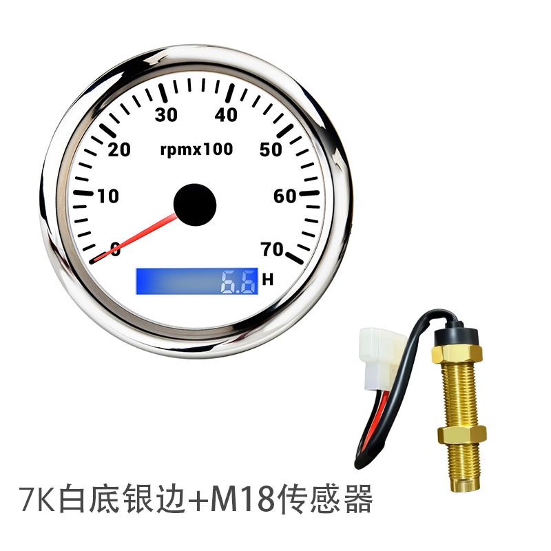 85mm tachometer with matching sensor, CE certified, 12V/24V, suitable for ship integration and engineering machinery