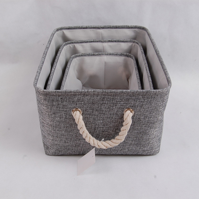 厂家供应布艺收纳筐家用杂物收纳筐套装玩具化妆品整理箱型号可选