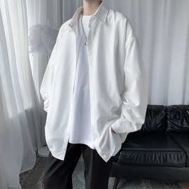 纯色长袖衬衫男韩版潮流弹力衬衣休闲质感百搭免烫上衣服一件代发