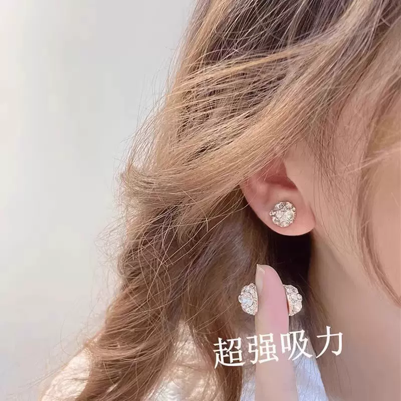 无耳洞磁吸超闪锆石气质耳夹女2025新款免打孔耳骨夹高级感耳饰品
