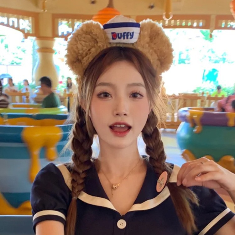 Daffy Bear-네이비 모자 머리띠