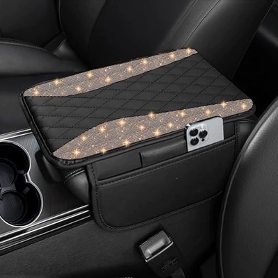 Armrest box: box pad for women, protective - champagne-gold-diamond