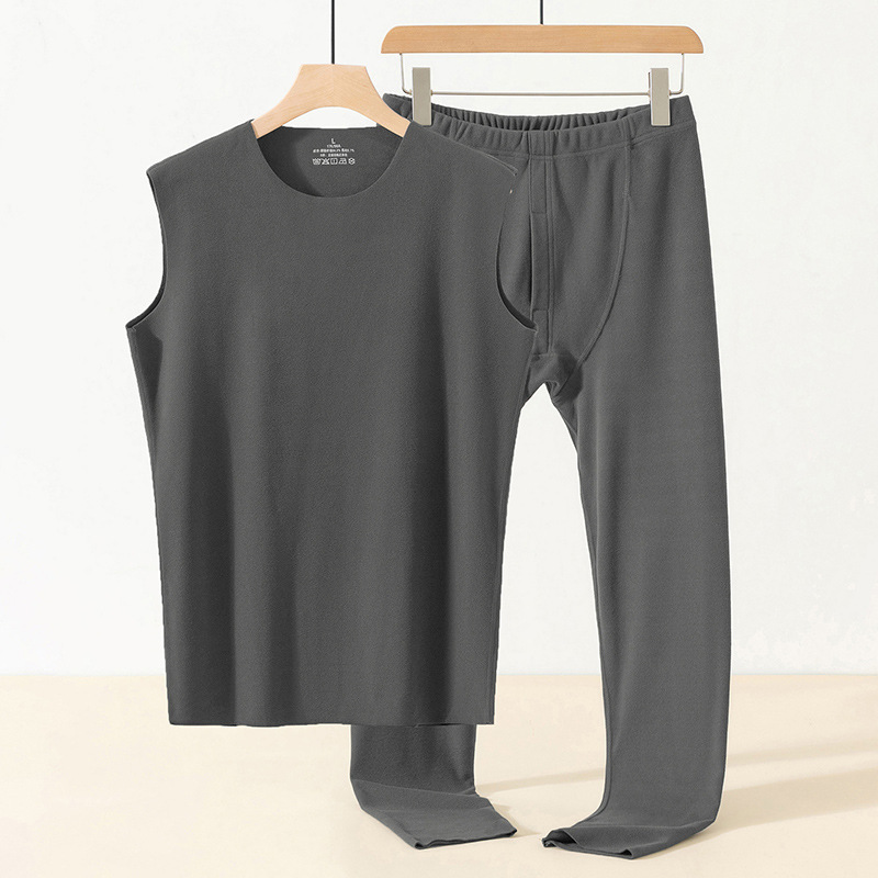 German velvet seamless thermal underwear men's winter wear cold-proof fever double-sided velvet autumn pants suit bottoming vest